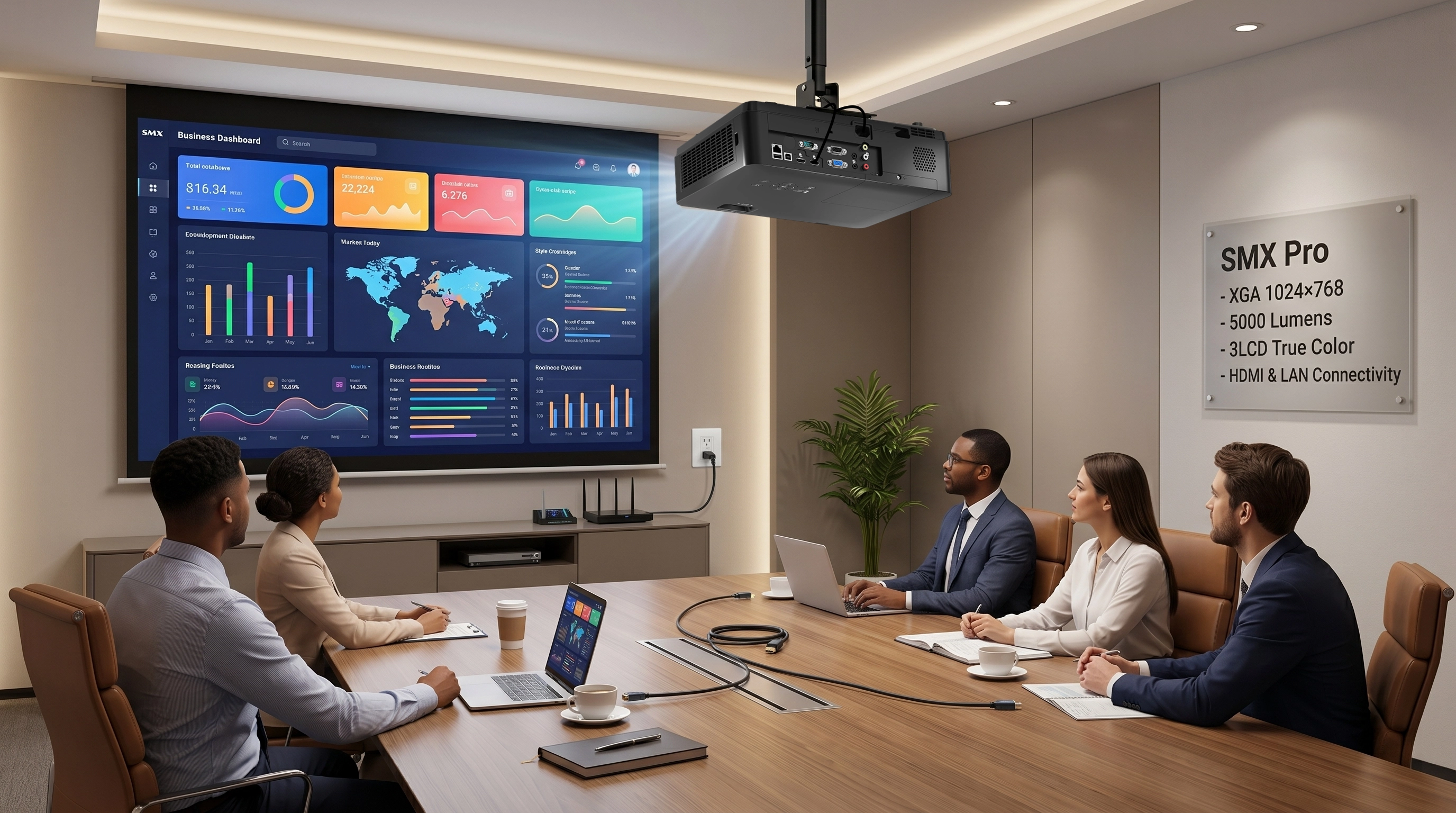 5000 lumen meeting room business projector
