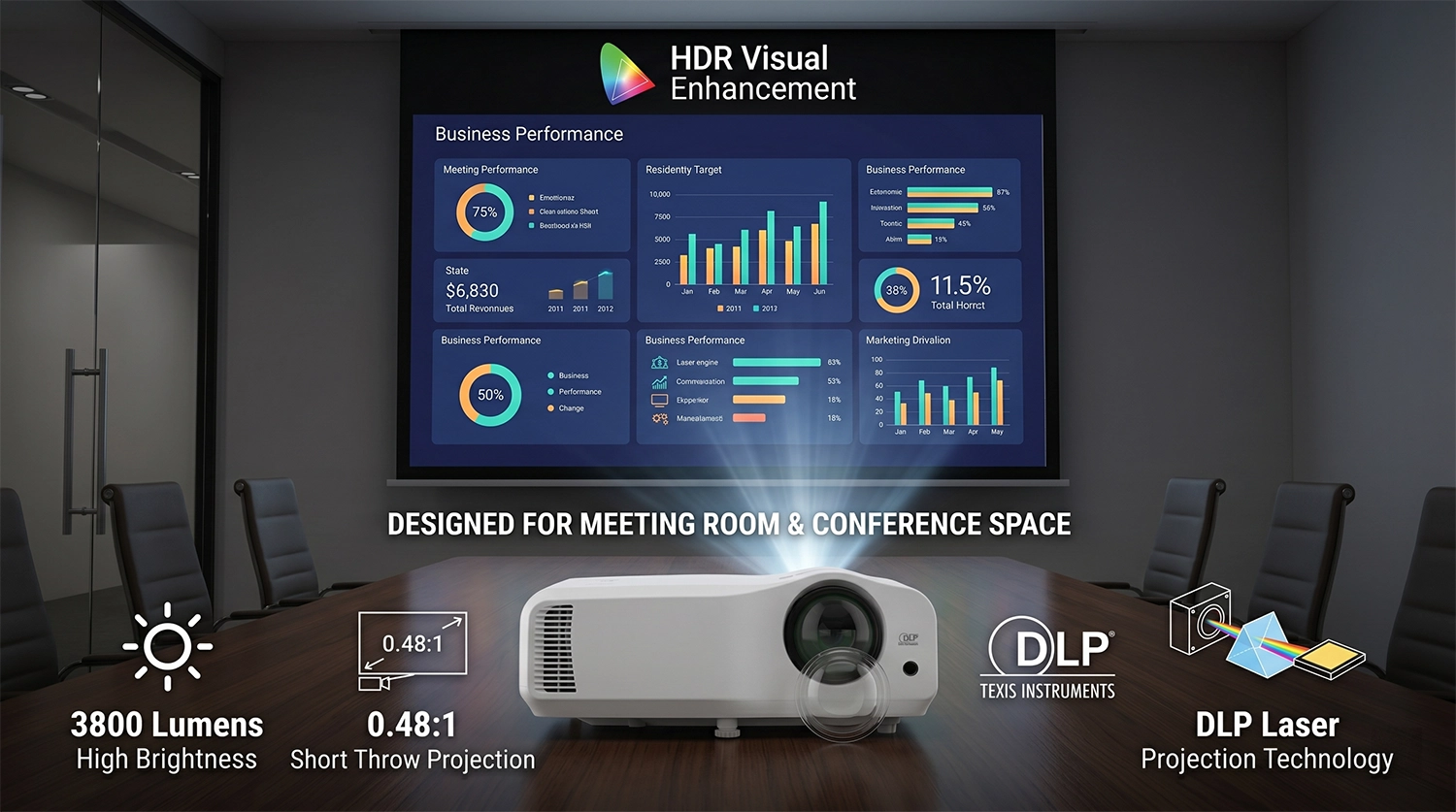 3800 lumens short throw meeting room projector