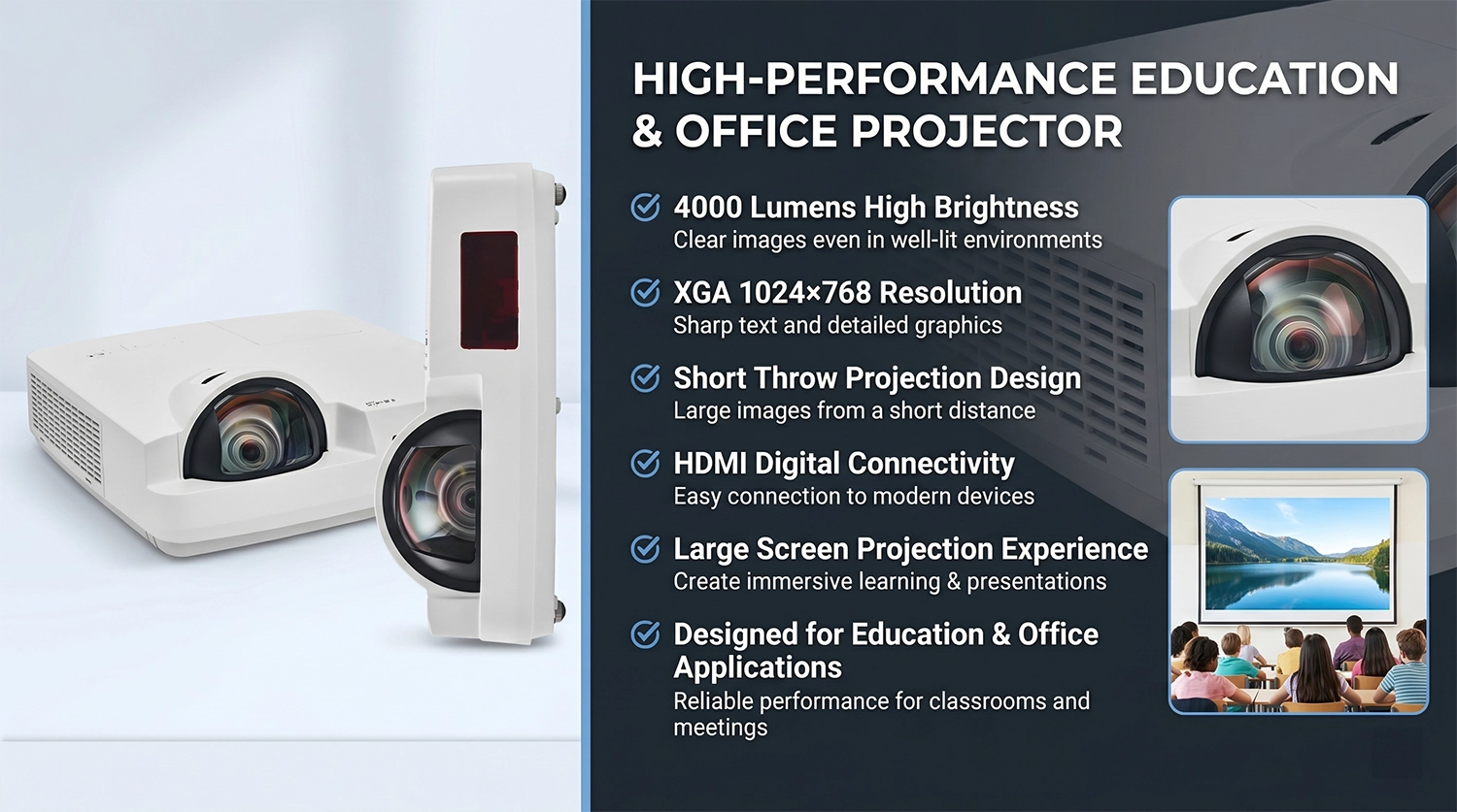 4000 lumens short throw projector for education.webp
