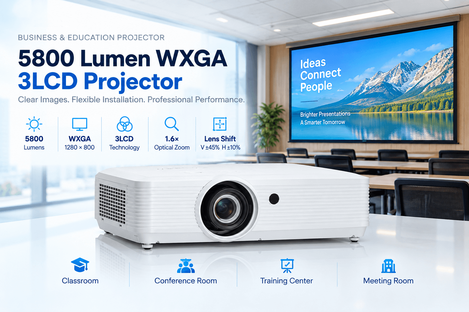 5800 lumen 3LCD conferece room projector