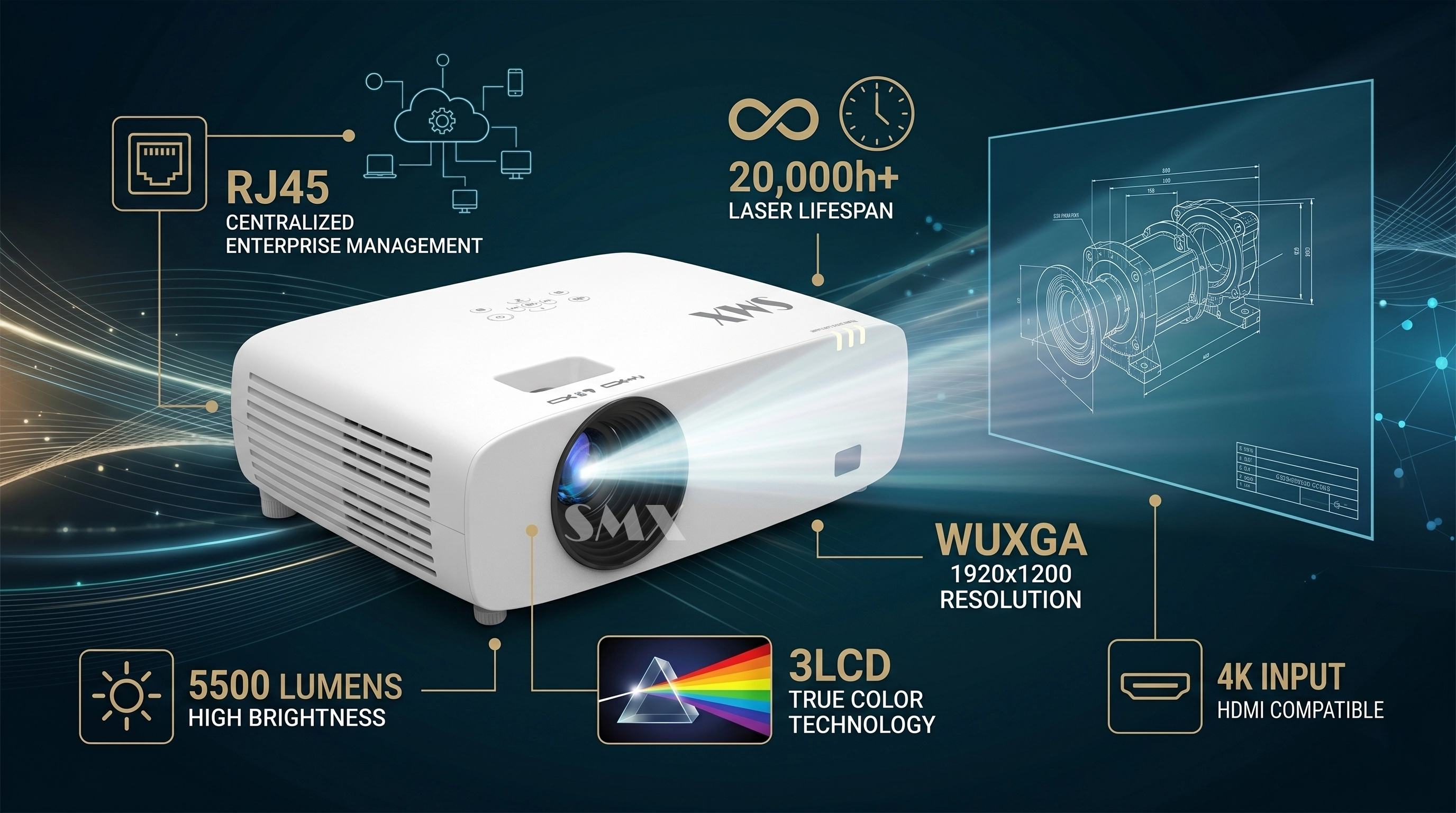 5500 lumen laser meeting room laser projector.webp