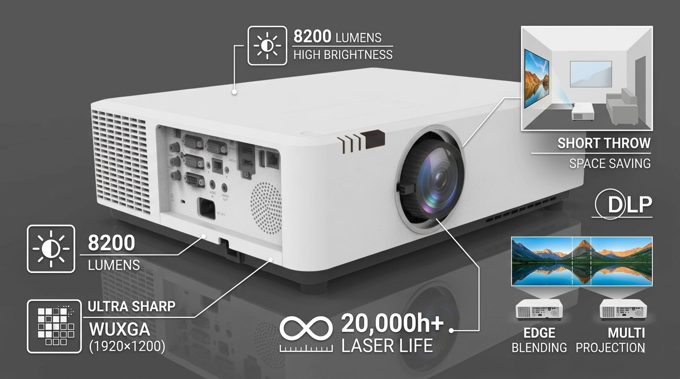 8200 lumen short throw laser projector.webp