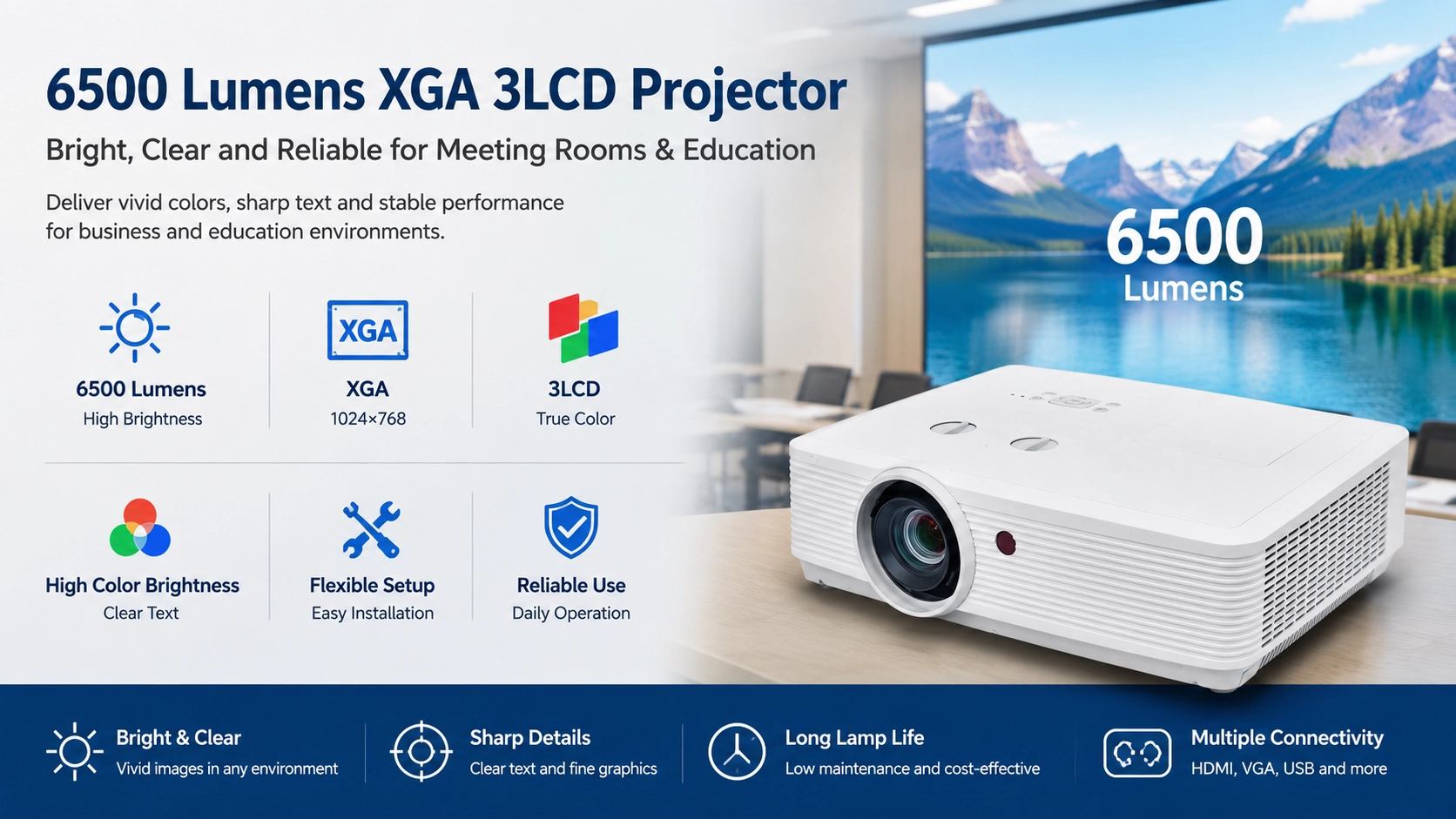 6500 lumen xga 3lcd projector