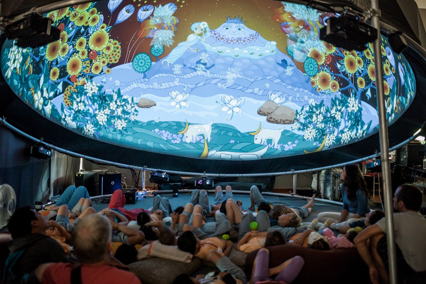 Dome projection solution for hemispherical screens and panoramic environments