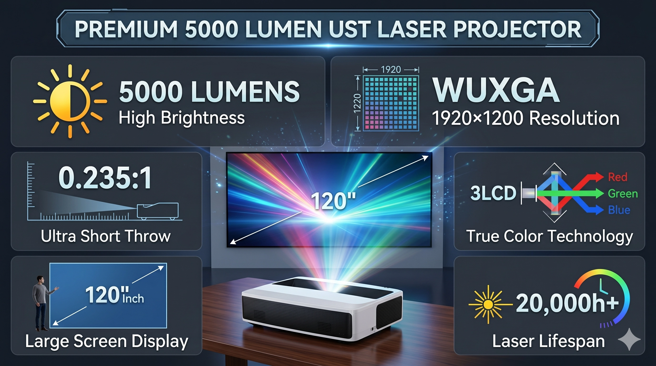 5000 lumen UST Laser Projector.webp
