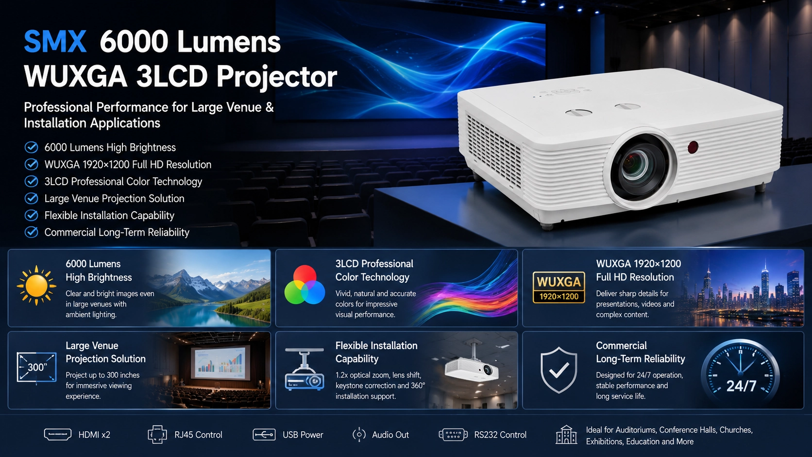 6000 Lumen WUXGA Large Venue Projector